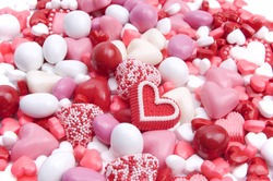 Pink, red, and white candies