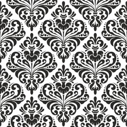 Damask wallpaper, black and white seamless pattern