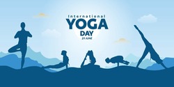 Vector June 21st celebrations of world yoga day banner design