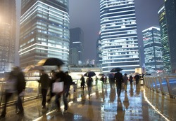 Shanghai street rain at night  