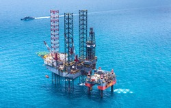 Offshore oil rig drilling platform,select focus with shallow depth of field,Soft focus