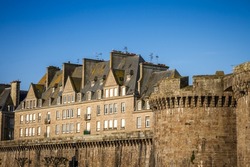 Fortified walls and city of Saint-Malo in Brittany, France