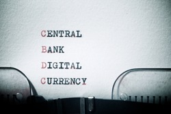 Central bank digital currency phrase written with a typewriter.