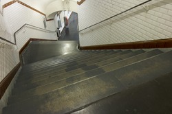 stairs in the subway of paris, france