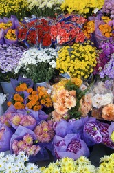 numerous bouquets of flowers and gifts to be purchased