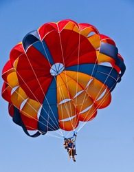 mother and daughter are parachute descent