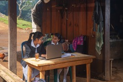 Girls from the rural area receive classes outside their home to distance.