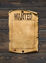 Wanted dead or live blank poster. Wild west background.