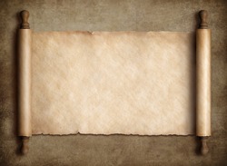 Ancient scroll parchment over old paper background