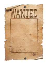 Wanted poster on white background