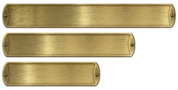 Gold or brass brushed metal plates set isolated