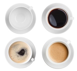 coffee cup assortment top view collection isolated