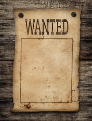 Wanted dead or live paper background. Wild west poster.