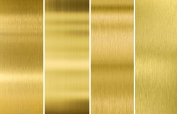Four various brushed gold metal textures set