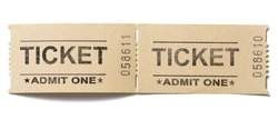 old vintage paper tickets pair isolated