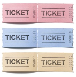 pair of old vintage paper tickets set isolated