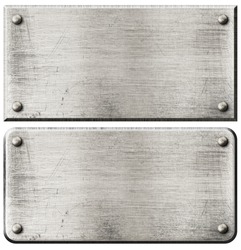 grunge steel metal plates set with rivets isolated 