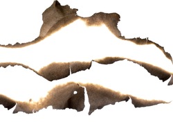 Burnt paper edges set isolated on white