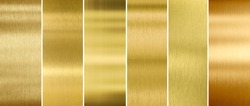 Gold or brass brushed metal textures set
