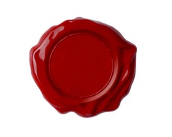Red wax seal or signet isolated on white
