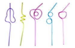 isolated drinking straws assortment  in shape of fruits