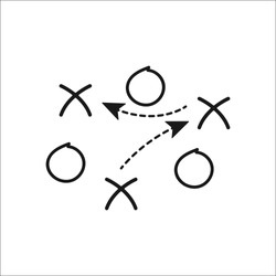 Sport soccer football tactics strategy simple icon on background