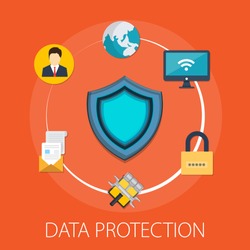 Vector illustration of security & protection concept with 