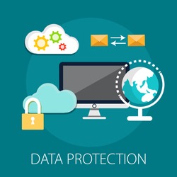 Vector illustration of security and protection concept with 