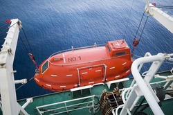Lifeboat in offshore, rescue boat or rescue team in the sea.