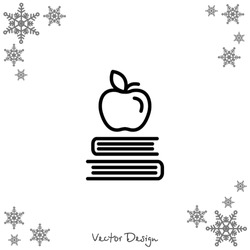Web line icon. Apple on books, knowledge icon