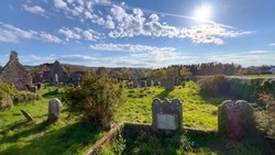 Ancient Cemetery and ruins of a church in Northern Ireland, UK - Ireland travel photography