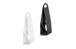 Blank black and white wine folding bag mockup, side view. Empty carrier case for vine or liquor bottle mock up, isolated. Clear vertical carton parcel for birthday gift mokcup template.