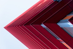Detail of a red skyscrapers in the sky, abstract