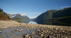 Panorama shot of the Alouette Lake at the Golden Ears Provincial Park in British Columbia, Canada