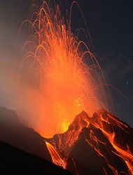 Erupting volcano Stromboli