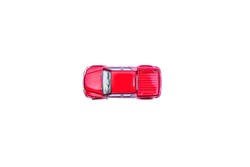 Top view of red car toy