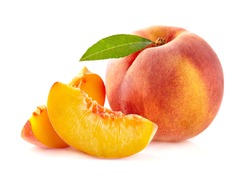 Peach with slices in closeup