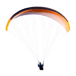 Beautiful paraglider in flight on a white background. isolated