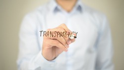 Transparency,  Man writing on transparent screen