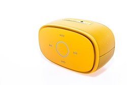 Golden bluetooth speaker .isolate on white background, mini bluetooth speaker  