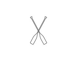 Boat oars, kayak oar outline vector. Pair of canoe paddle drawing. Rowing oars, watersports, fishing. Camping collection of elements isolated on white background. Raft Canoeing. White background.
