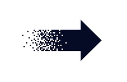 Pixel black arrow Isolated element on white background Gradient design Vector illustration for website, logo