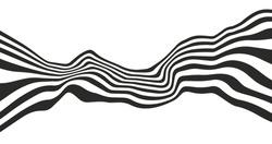 Optical illusion distorted wave. Abstract horizontal stripes vector design. Surreal Pattern.