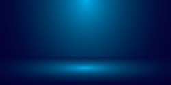 Smooth Dark blue with Black vignette - panoramic background or studio with blank space