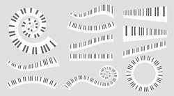 Musical instrument keys. Vector set isolated on grey background.