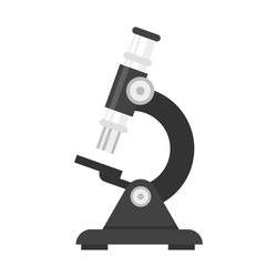 Vector flat style illustration of microscope. Icon for web. Isolated on white background.