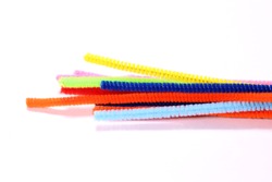 pipe cleaners on white background
