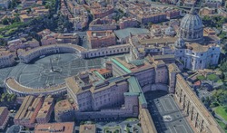 St. Peter's Basilica in the Vatican from a bird's eye view