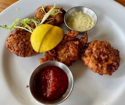 Conch Fritters with Lemon Wedges