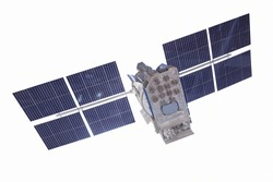 Space science satellite on isolated white background